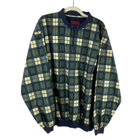 Pivot Rules Quarter Zip Windshirt Men XXL Navy Blue Plaid Pullover Golf‎ Sports - Picture 1 of 7